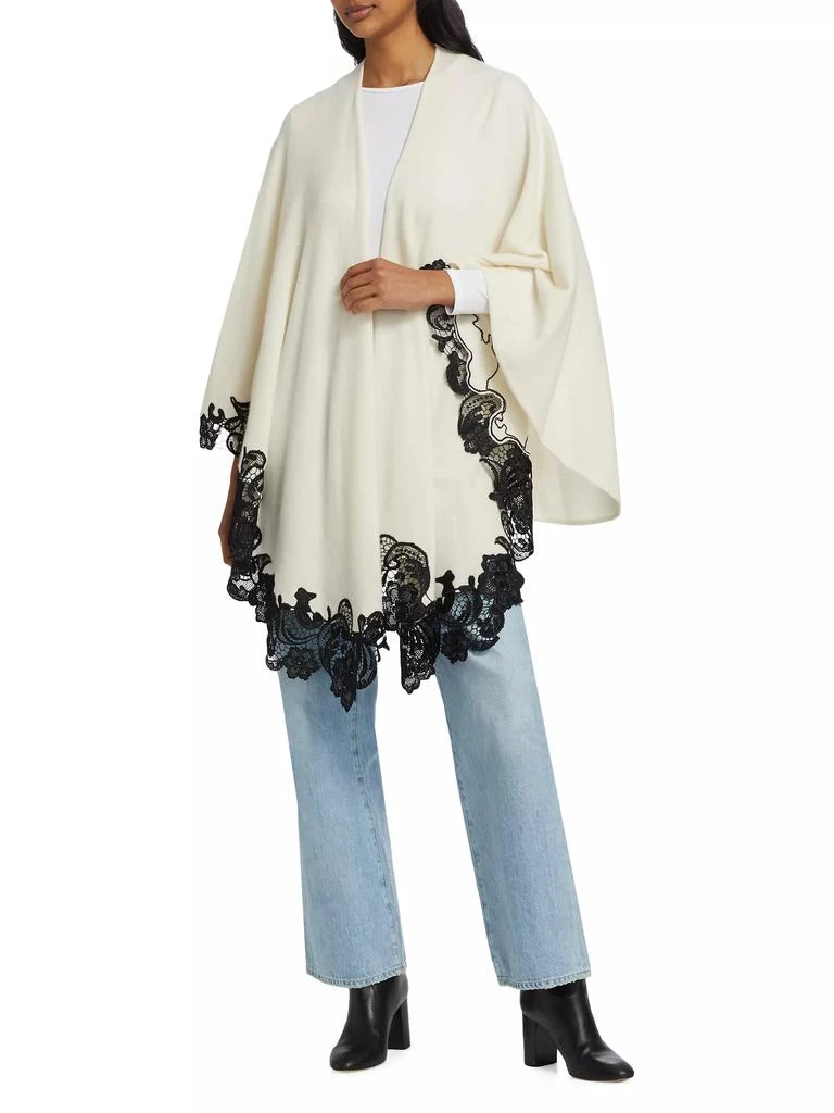 Sofia Cashmere Lace-Trim Cashmere Knit Cape 2