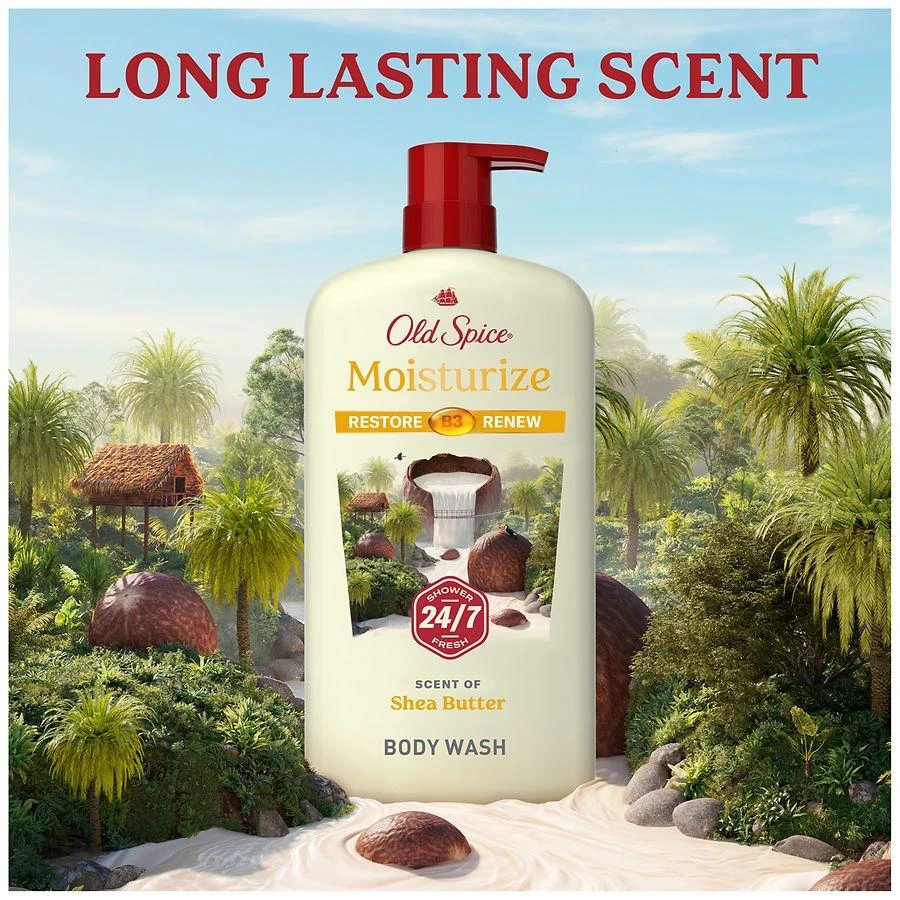 Old Spice Men's Body Wash Moisturize with Shea Butter, 24/7 Moisturization Fresh 7