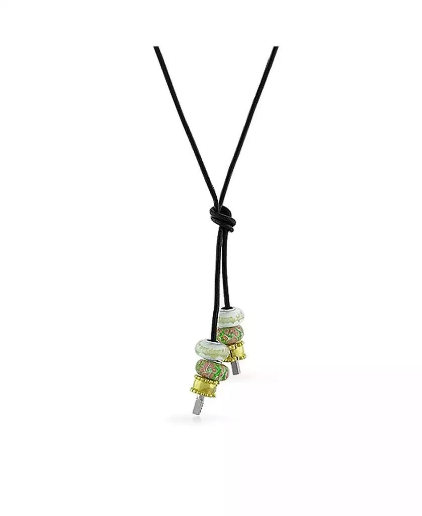 Bling Jewelry Smooth Black Leather Cord Necklace .925 Sterling Silver Tips 27 Inch 2