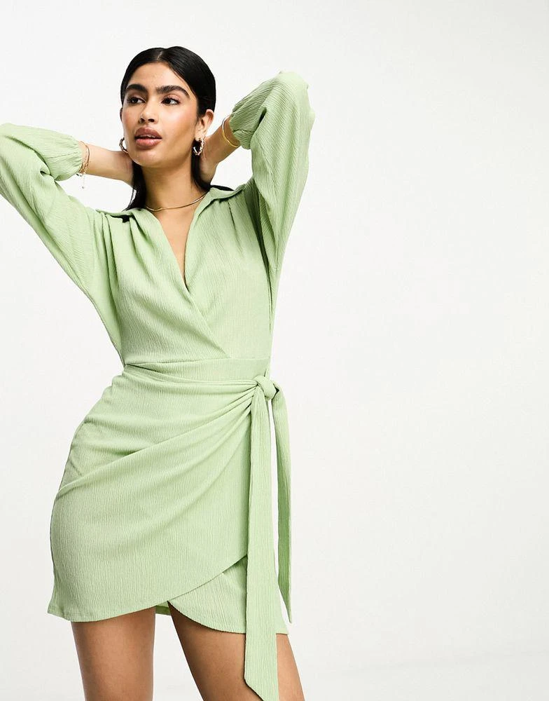 Shop ASOS DESIGN long sleeve v neck wrap mini dress in mint on Sale at BeyondStyle Get 16% Off ASOS DESIGN long sleeve v neck wrap mini dress in mint with Shop ASOS DESIGN long sleeve v neck wrap mini dress in mint on Sale at BeyondStyle Get 16% Off ASOS DESIGN long sleeve v neck wrap mini dress in mint with