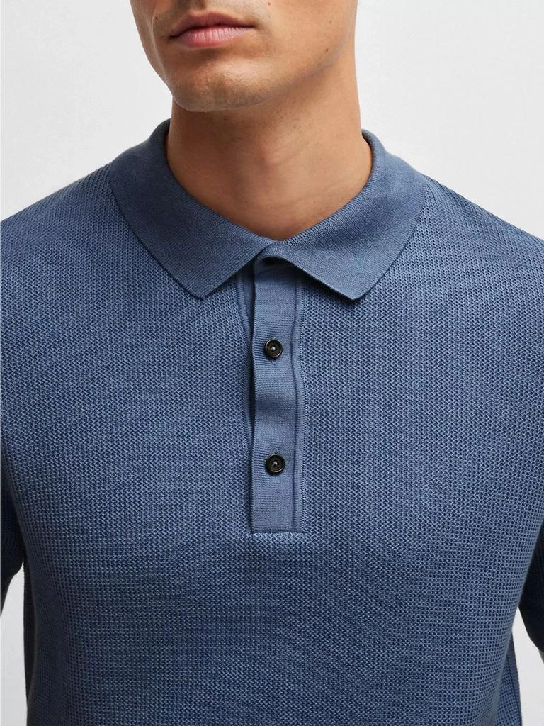 Hugo Boss Regular-Fit Polo Sweater with Mixed Structures 5
