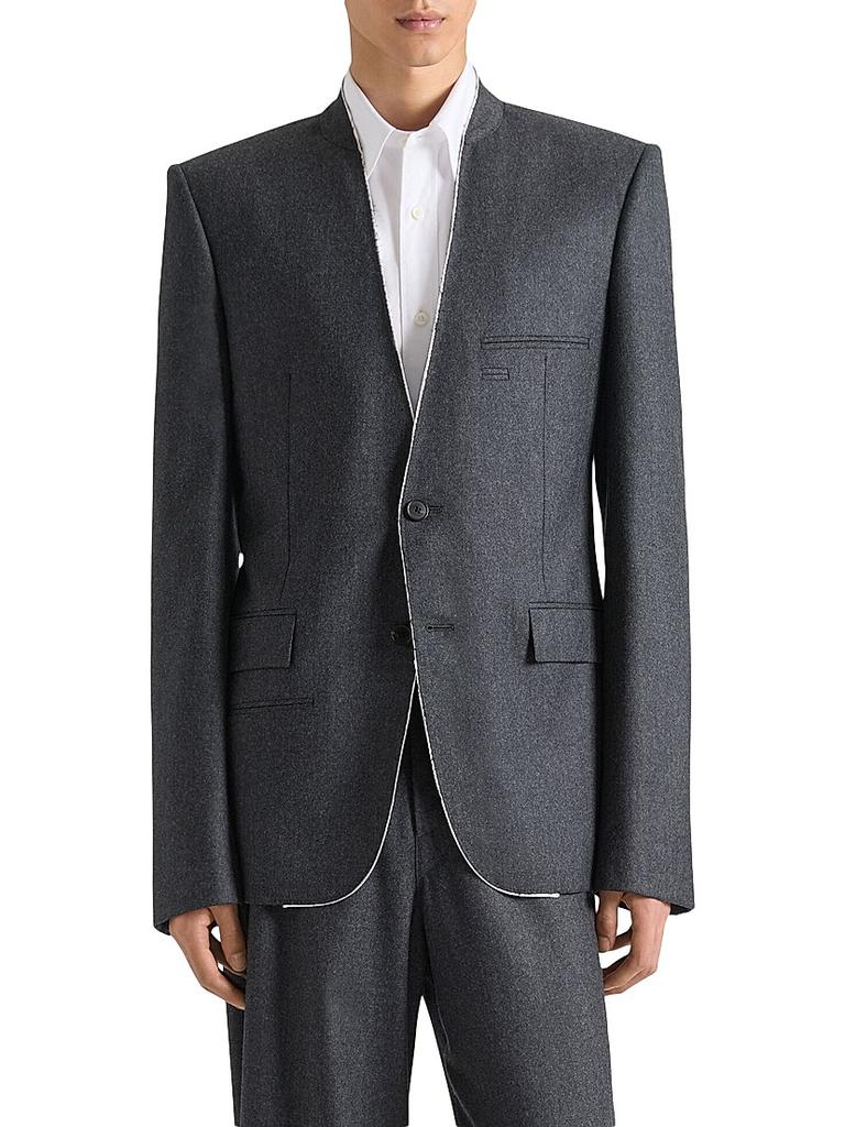 Givenchy Single-Breasted Collarless Fitted Jacket in Flannel