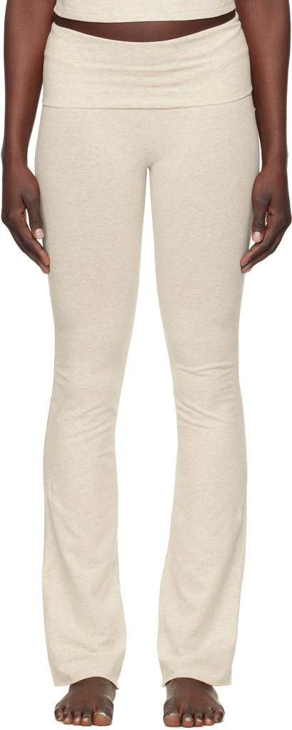 SKIMS Beige Cotton Jersey Foldover Lounge Pants 1