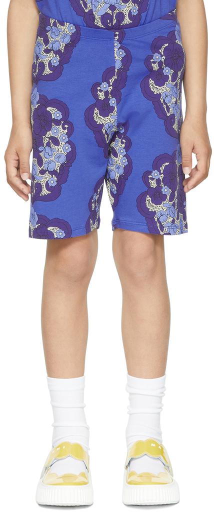 Mini Rodini Kids Blue Flowers Shorts