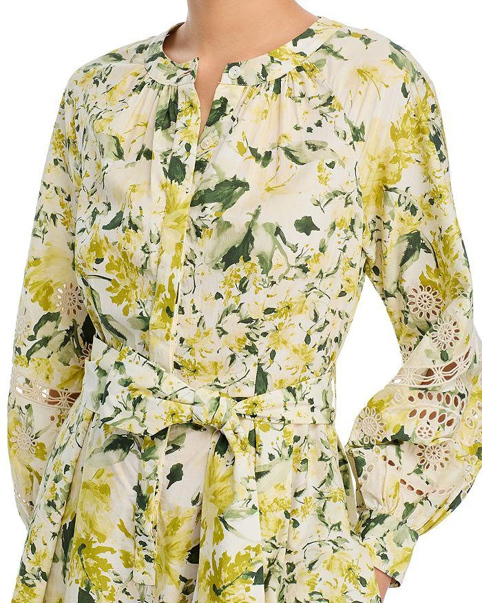 Teri Jon Cotton Print Eyelet Trim Dress 3