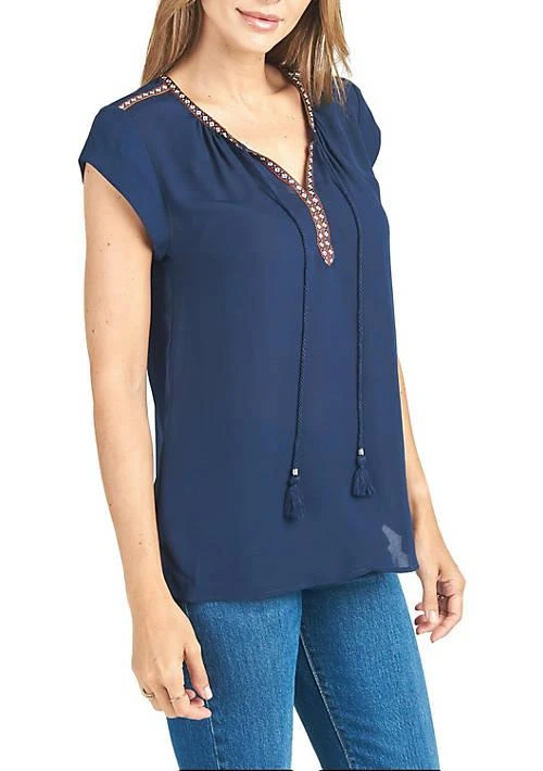 DR2 by Daniel Rainn By Daniel Rainn Short Sleeved Top With Tassels 2