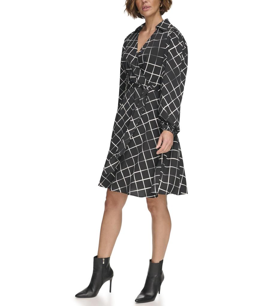 DKNY Balloon Sleeve Dress with Collar