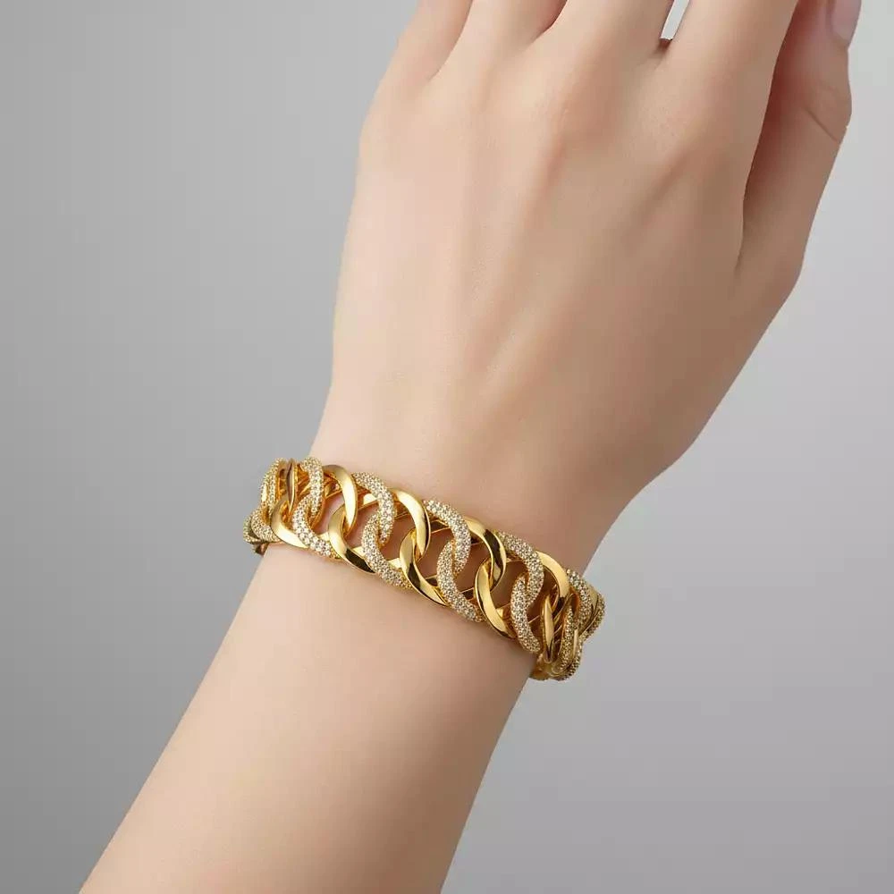 Rachel Glauber Dazzling 14K Gold Plated Paved CZ Slinky Chain Bracelet 2