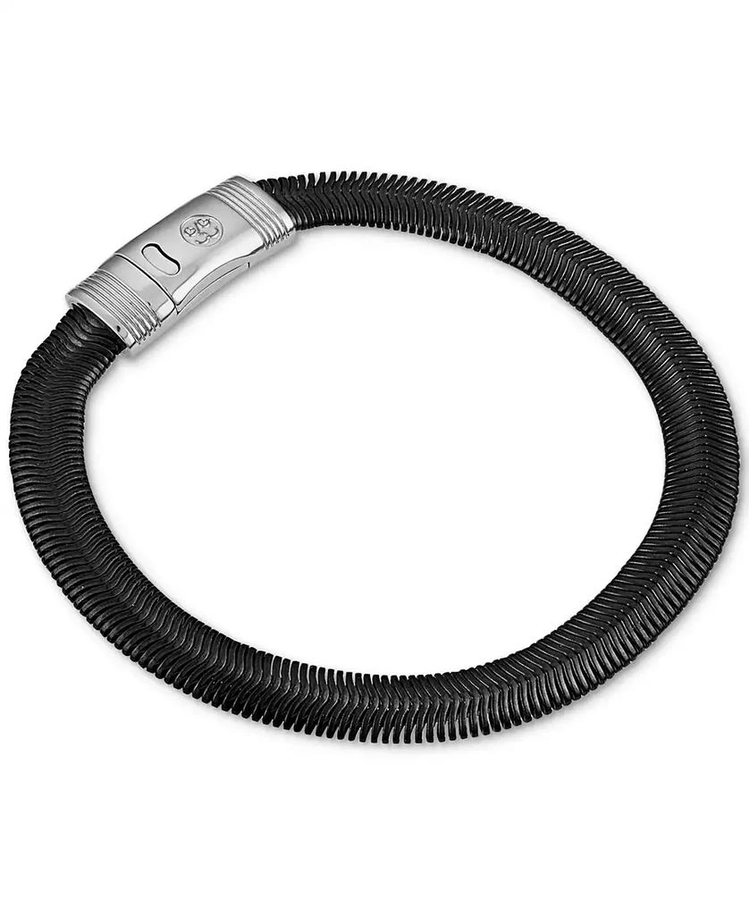 Esquire Men's Jewelry Flat Snake Chain Bracelet in Black Ion-Plated Stainless Steel & Stainless Steel 3