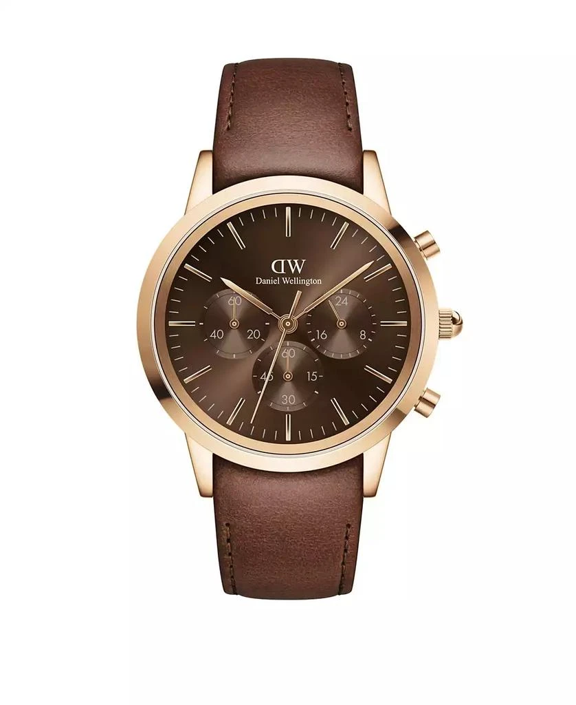 Daniel Wellington Unisex Chronograph Brown Leather Watch, 42mm 1