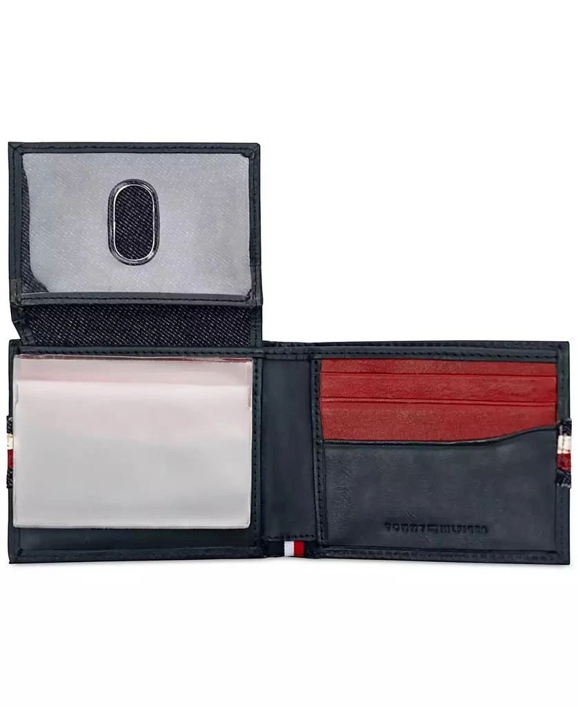 Tommy Hilfiger Men's Denim Stripe Overlay Leather RFID Passcase Wallet 7