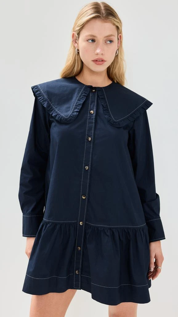 Ganni Poplin Big Collar Mini Shirt Dress 6