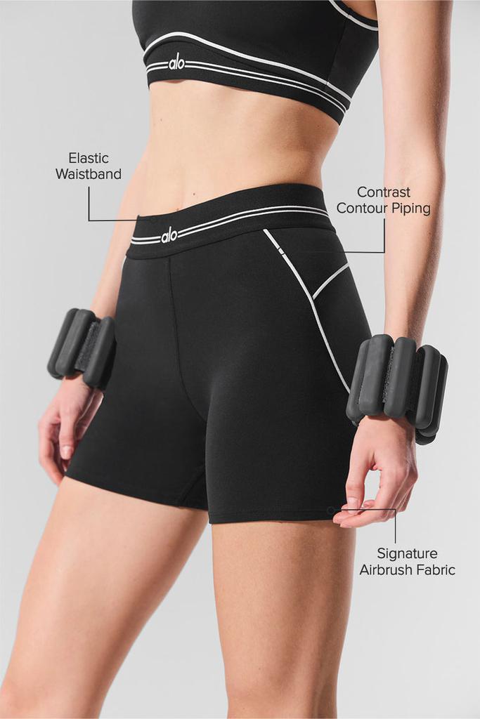 【新品】Alo Yoga Airbrush Short XS Alo 4” Airbrush High-Waist Heart Throb Short - Black/White