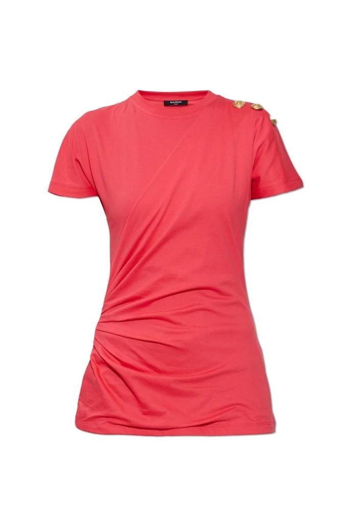 Balmain Balmain Buttons Draped T-Shirt from Cettire
