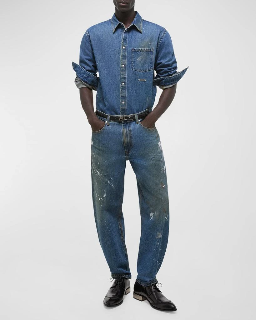 Helmut Lang Men's Adjustable Paint-Splatter Jeans 2