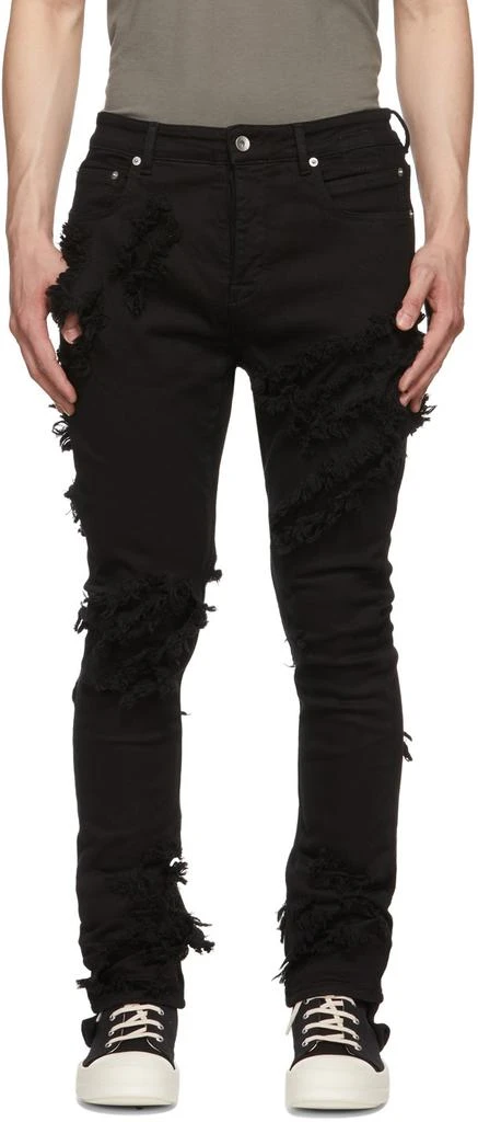 Rick Owens Black Slashed Detroit Jeans 1