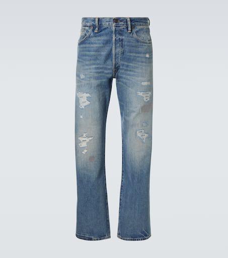 RRL Distressed low-rise straight jeans