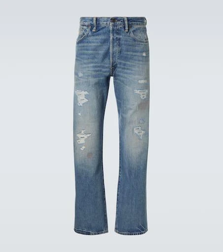 RRL Distressed low-rise straight jeans 1