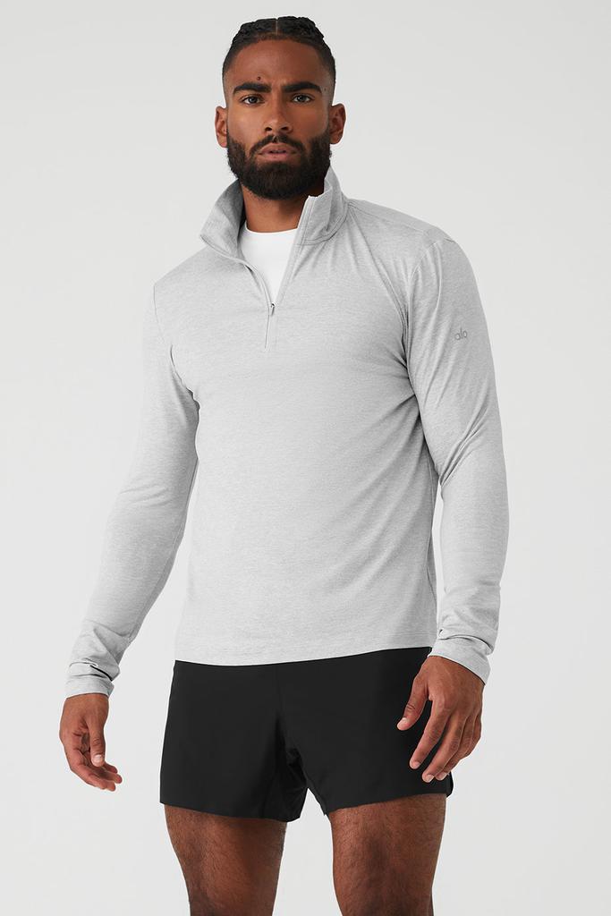 Alo Yoga Conquer 1/4 Zip Reform Long Sleeve - Athletic Heather Grey