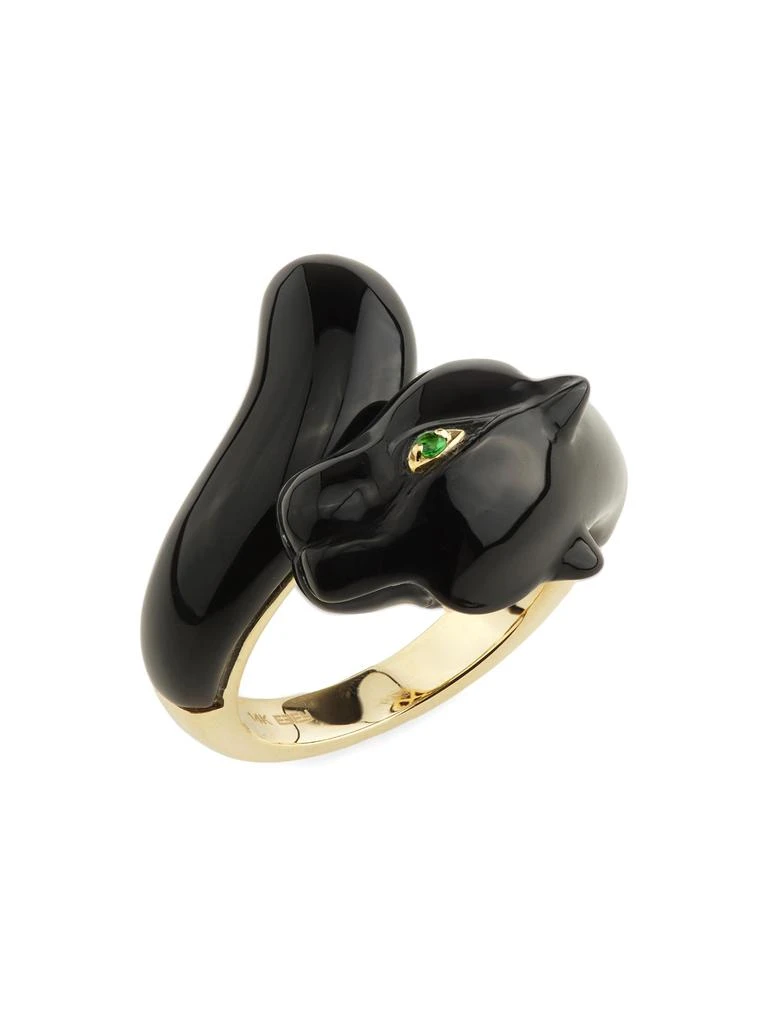 Effy 14K Yellow Gold, Tsavorite 
Onyx Panther Ring