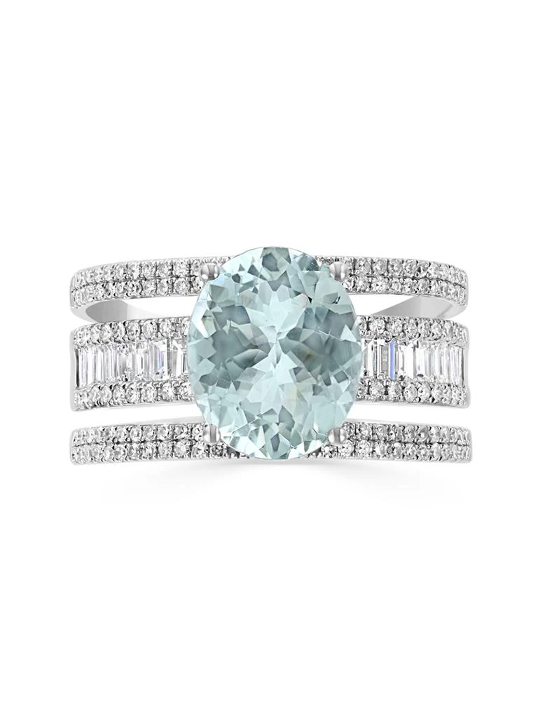 Effy 14K White Gold, 3.10 TCW Aquamarine 
0.84 TCW Diamond Ring 3