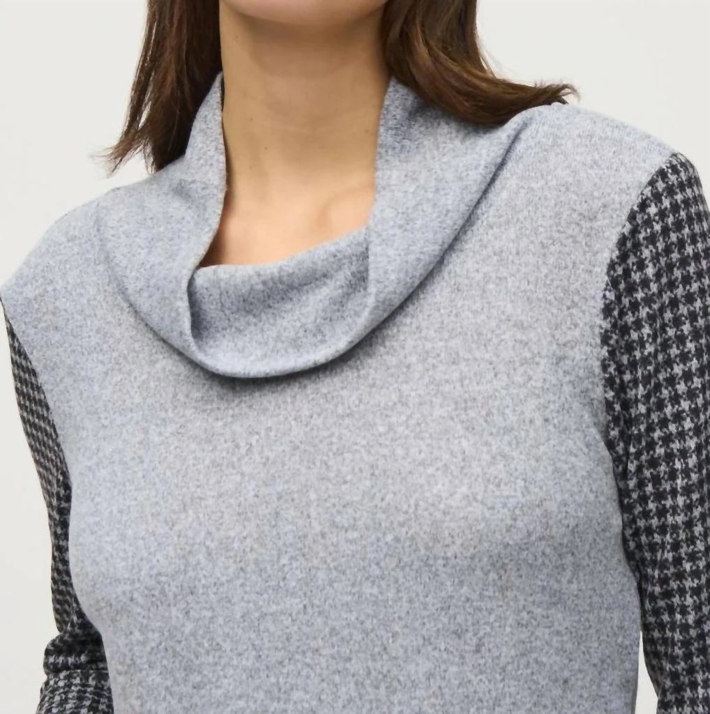 JOSEPH RIBKOFF Joseph Ribkoff - Cowl Neck Houndstooth Tunic Sweater 3