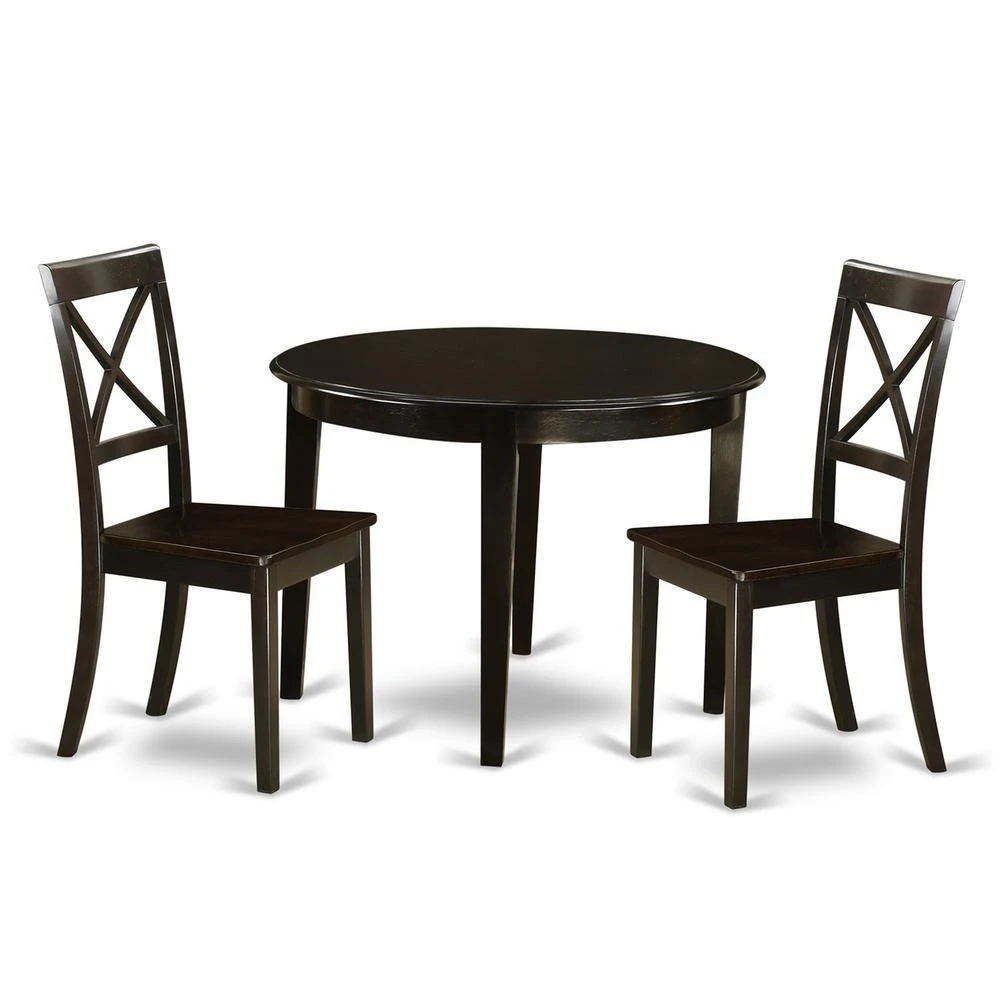 East West Furniture 3 Pc small Kitchen Table and Chairs set-round Table and 2 dinette Chairs 2