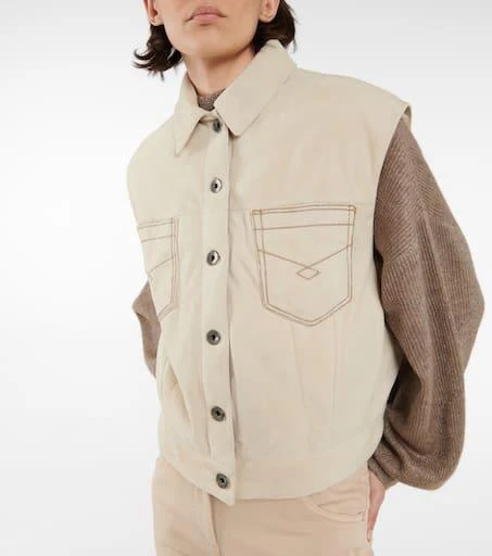 Brunello Cucinelli Embellished suede down vest 4