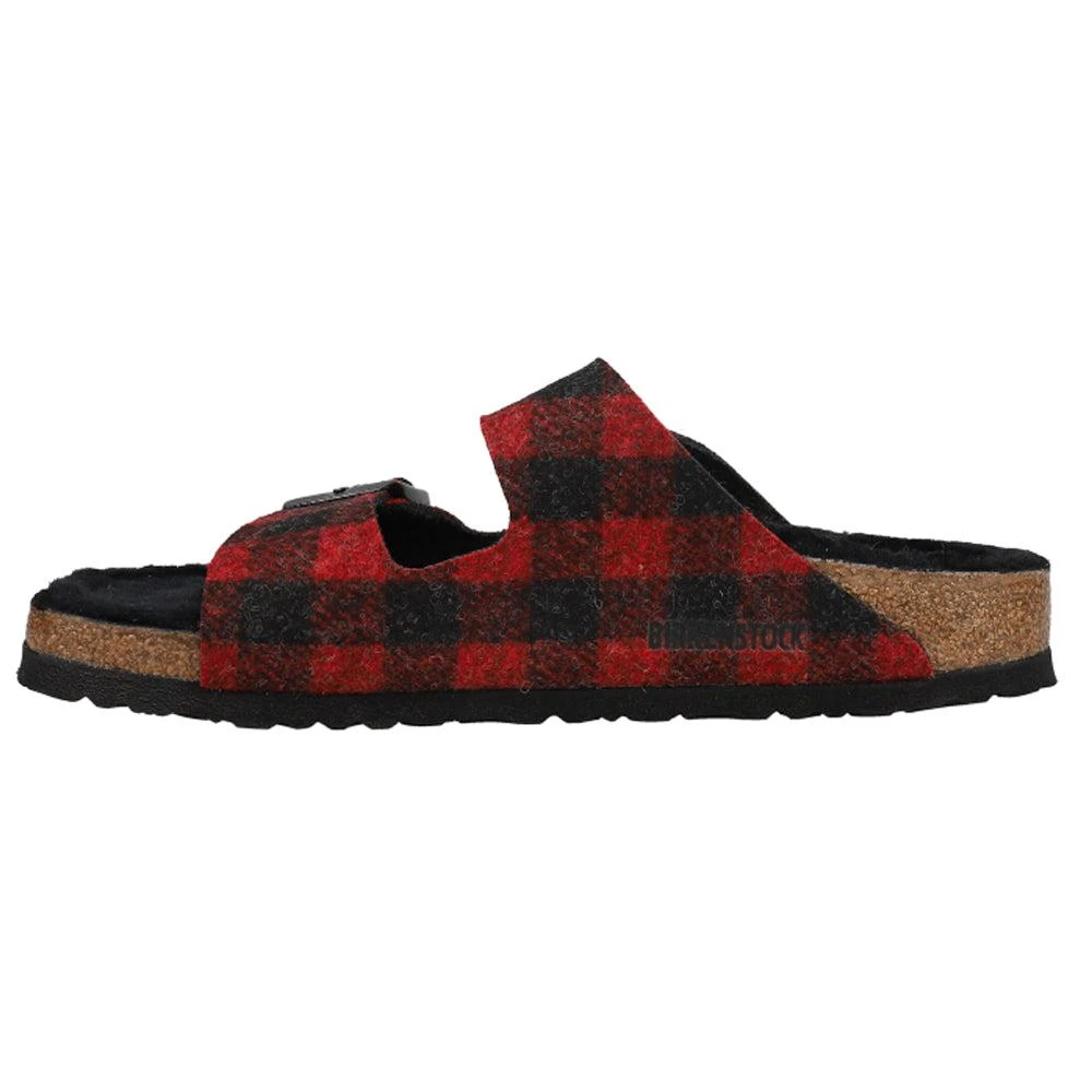 BIRKENSTOCK Arizona Plaid Shearling Suede Leather Footbed Sandals Narrow 3