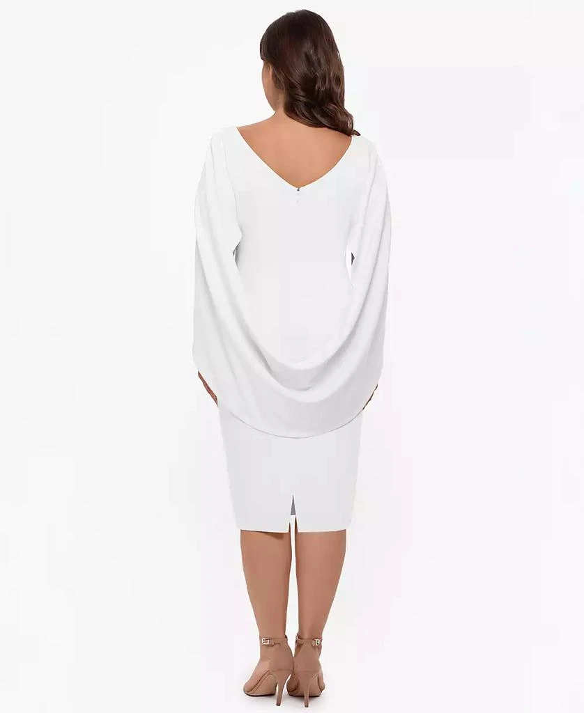 Betsy & Adam Plus Size Ruched Cape Dress 3