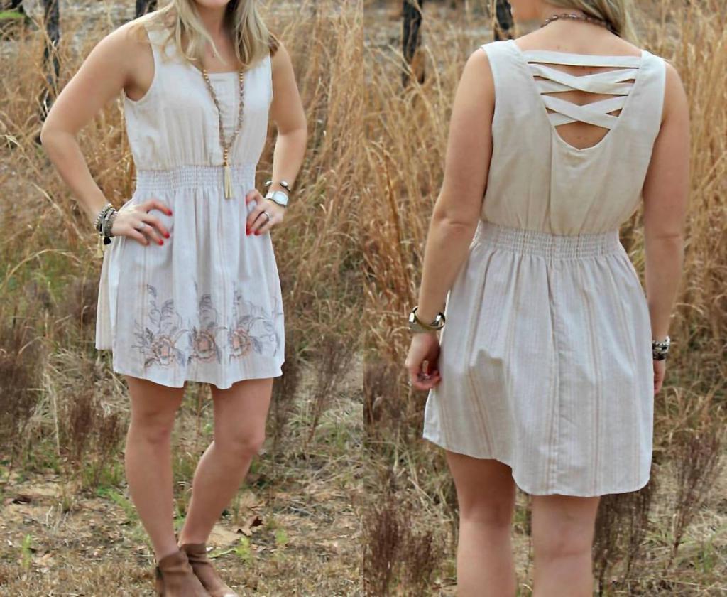 Blu Pepper Elastic Dress In Ivory