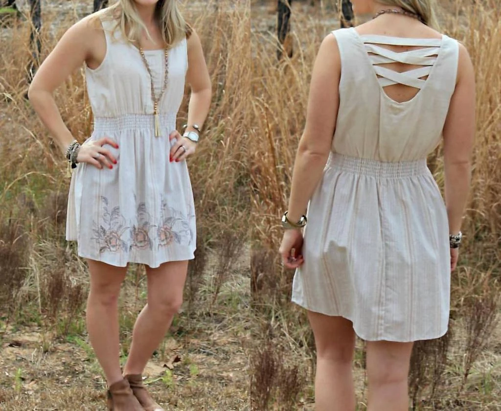 Blu Pepper Elastic Dress In Ivory 1