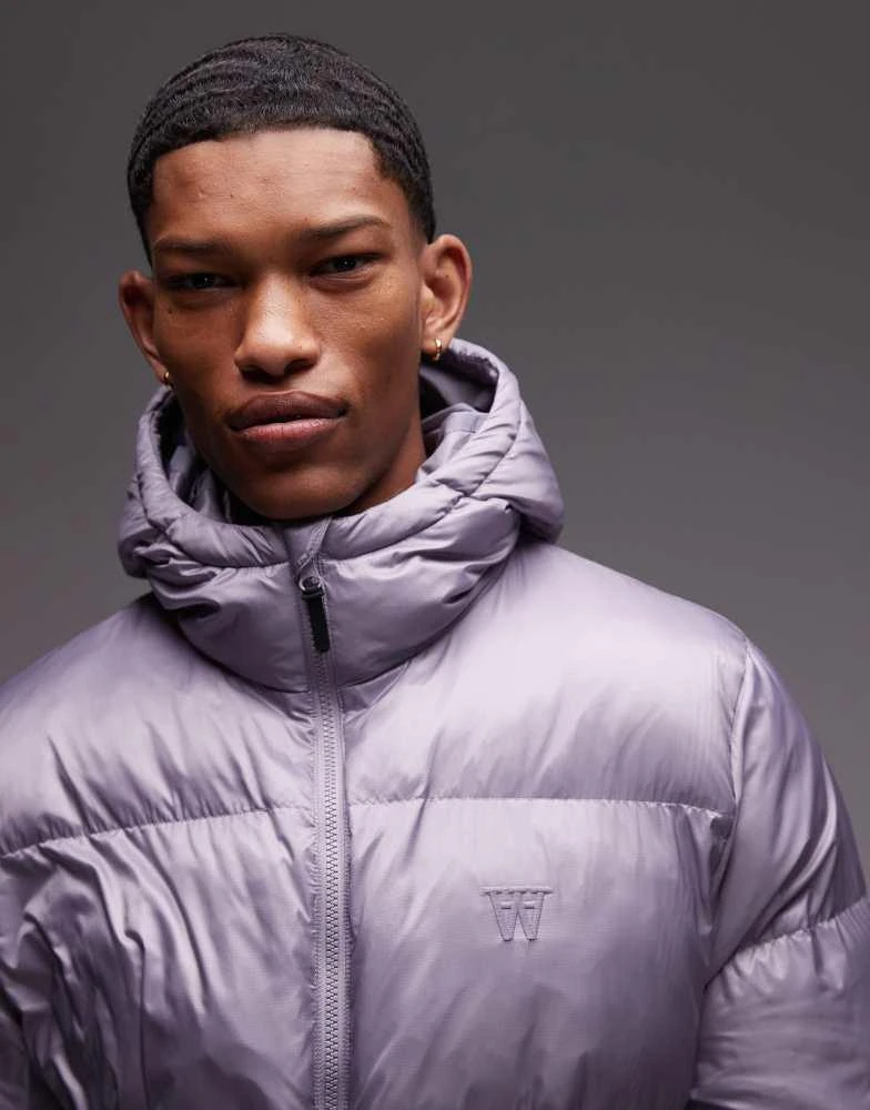 Double A by Wood Wood Double A By Wood Wood claus double zip padded jacket in lilac grey 2