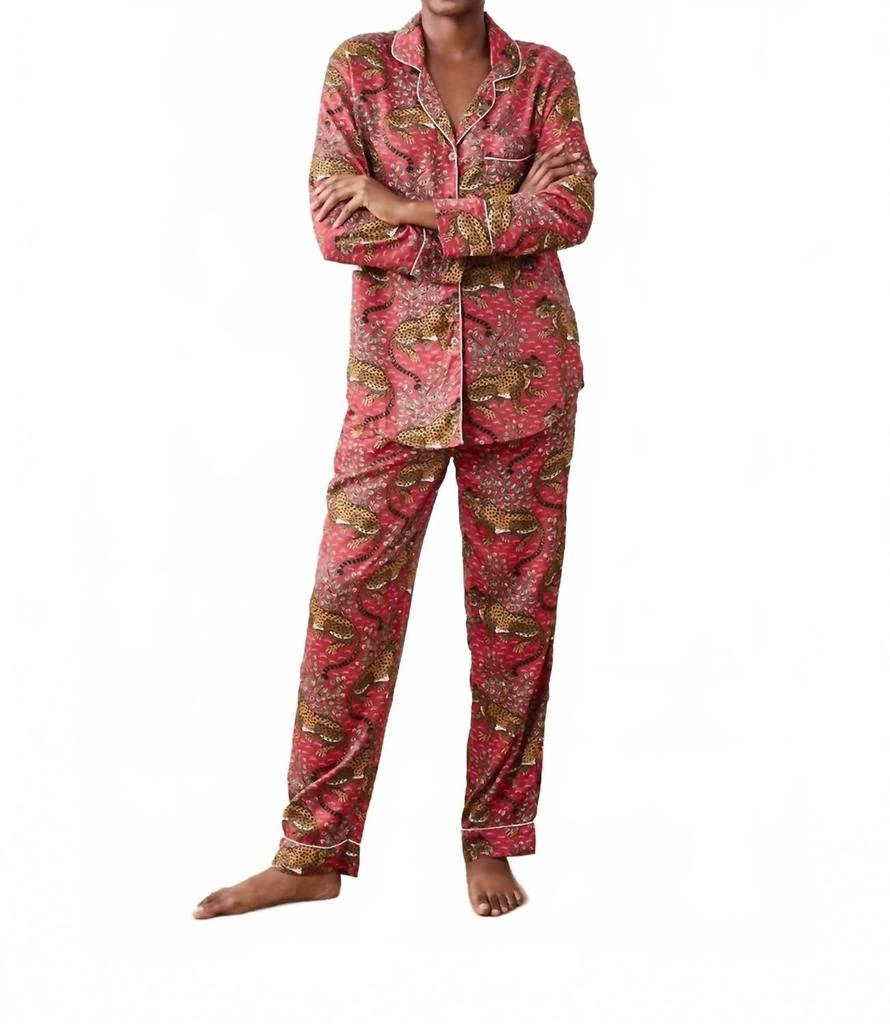 Printfresh Bagheera Long Sleeve Pajama Set In Scarlet