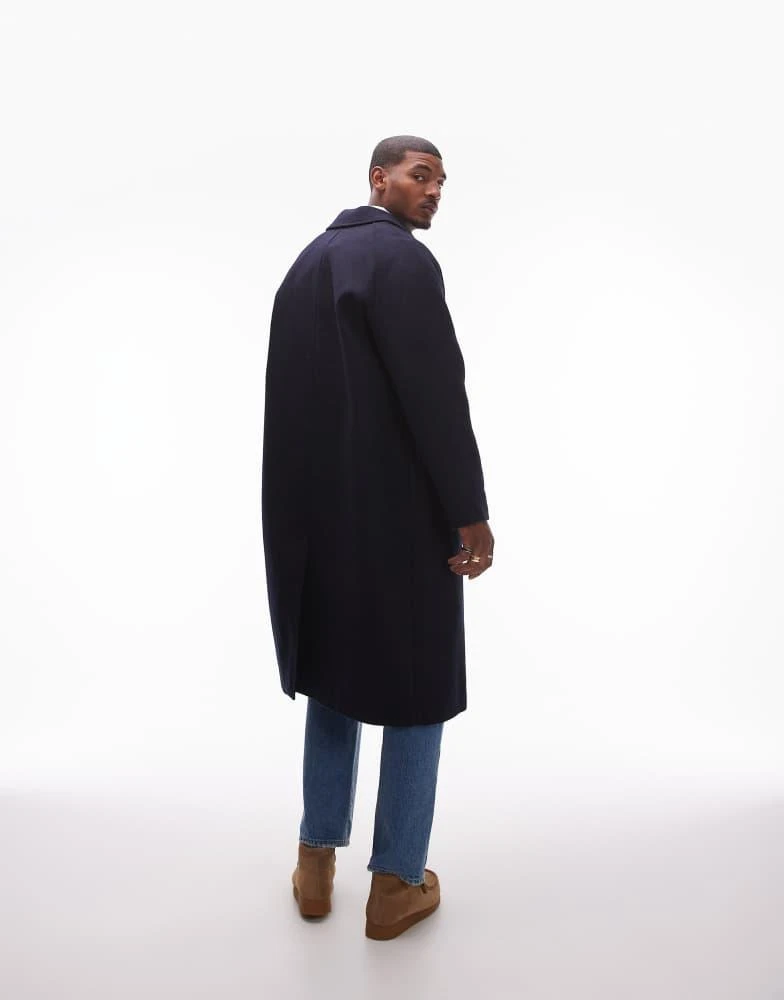 Topman Topman car coat in navy 2