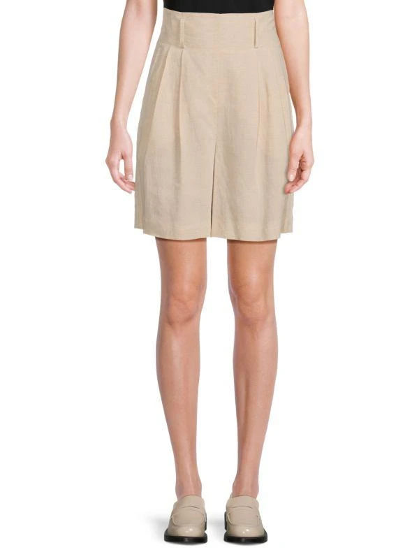 Akris Fiorellina Linen Blend High Waist Shorts 1