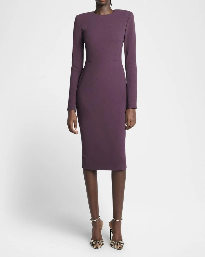 Victoria Beckham Strong-Shoulder Long-Sleeve Midi T-Shirt Dress 2