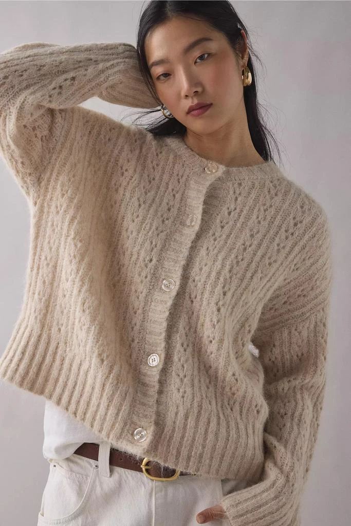 BDG BDG Becca Brushed Pointelle Knit Oversized Cardigan