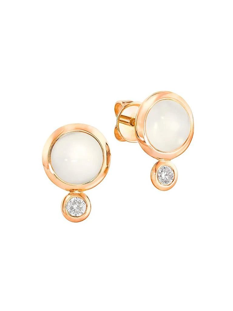 Tamara Comolli Classic Bouton 18K Rose Gold, Moonstone 
Diamond Stud Earrings 2