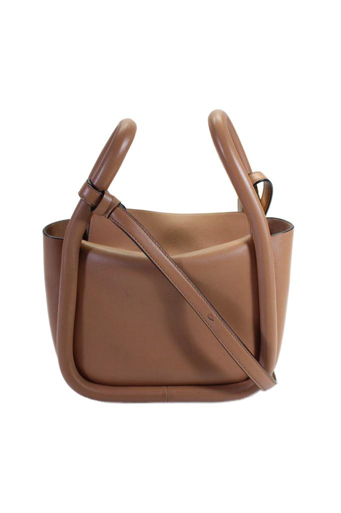 Boyy Womens Leather Gold Tone Magnet Closure Crossbody Shoulder Handbag Brown