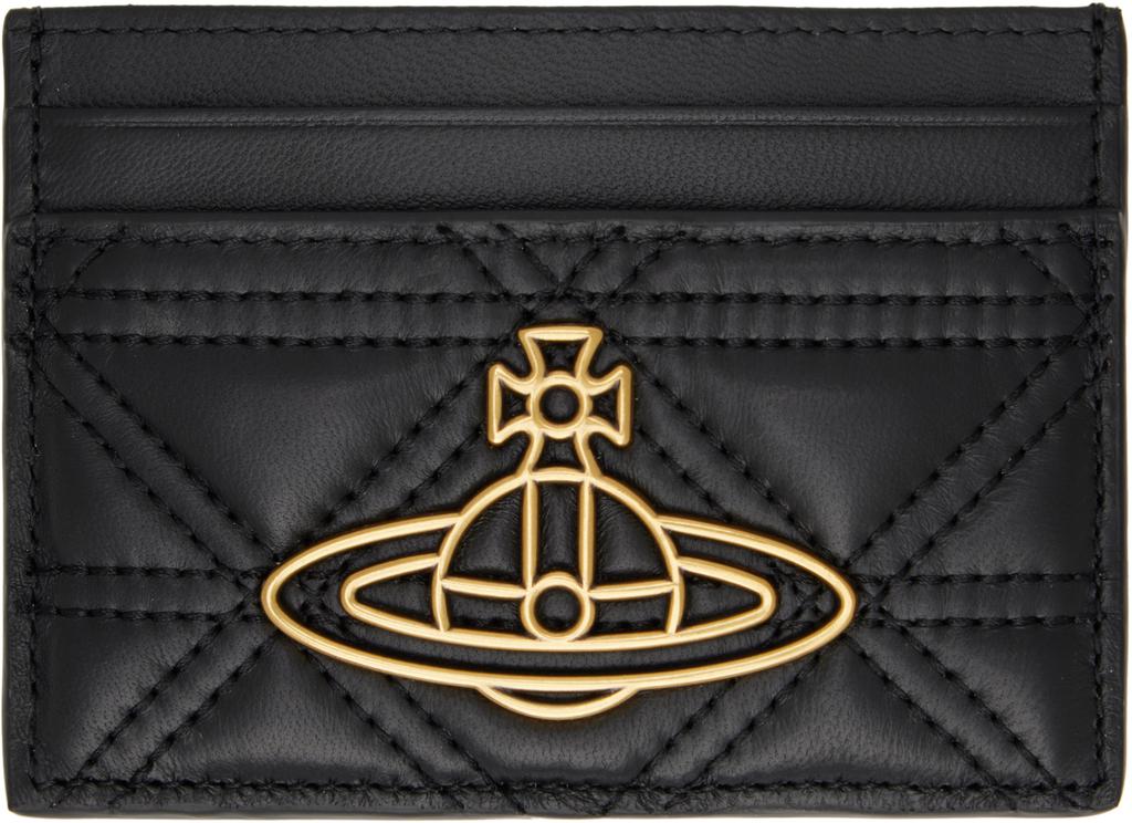 折りたたみ財布 Vivienne Westwood Half Moon Flat Card Holder Black 54030002U Vivienne Westwood Black Half Moon Flat Card Holder - Bags