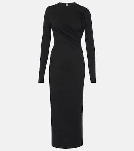 Totême Asymmetric jersey midi dress 1