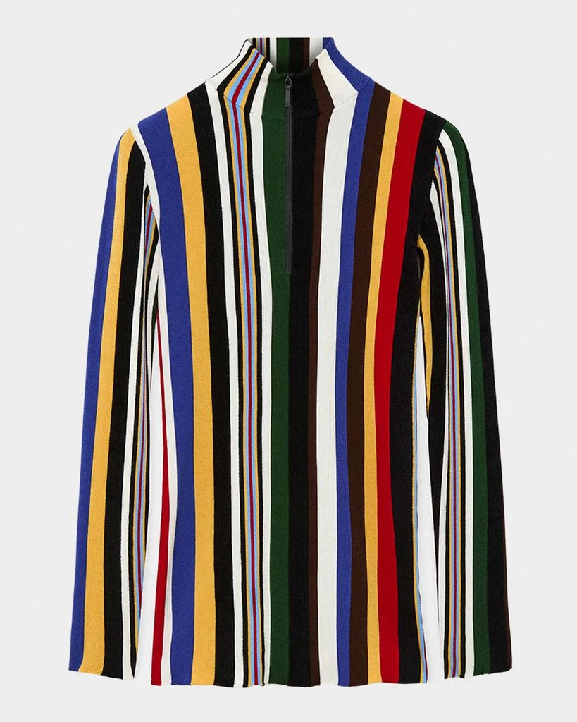 Loewe Striped Rib Quarter-Zip Top