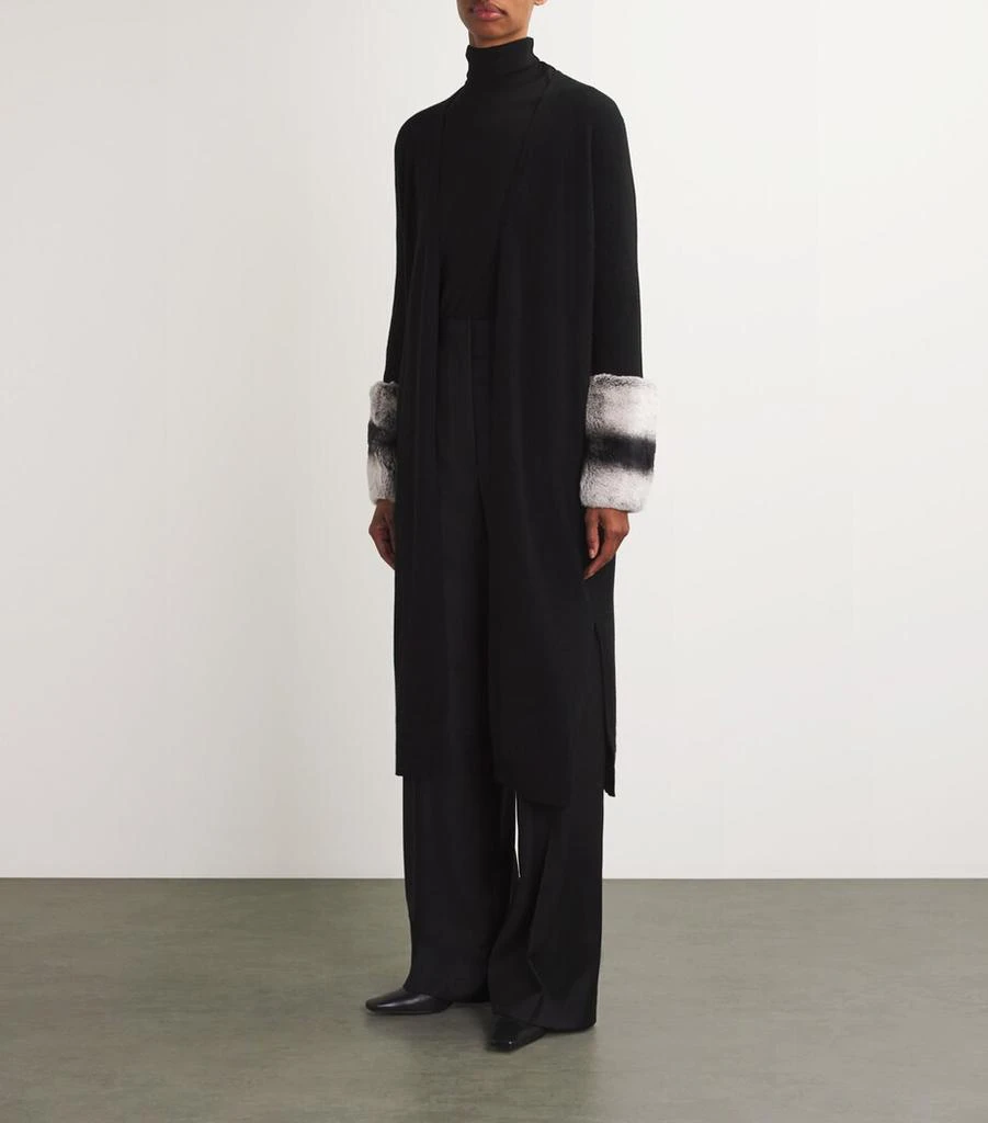 Izaak Azanei Merino Wool-Cashmere Fur Cuff Cardigan 3