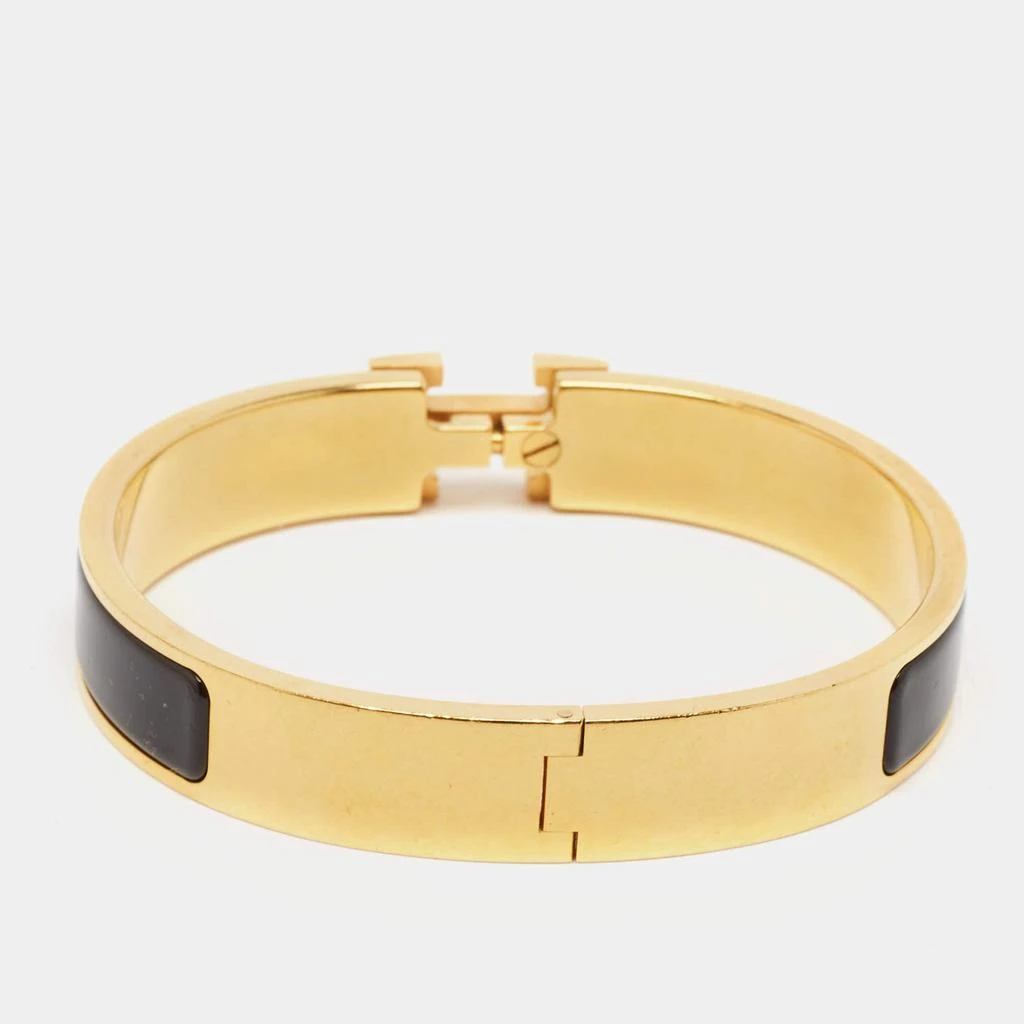 [二手商品] Hermes Hermès Clic H Black Enamel Gold Plated Bracelet 3