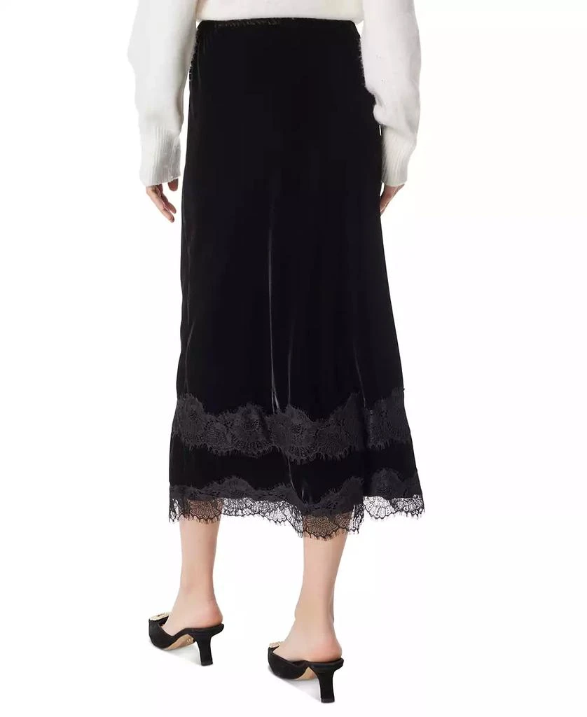 Sam Edelman Women's Gracie Lace-Trim Midi Velvet Skirt 2