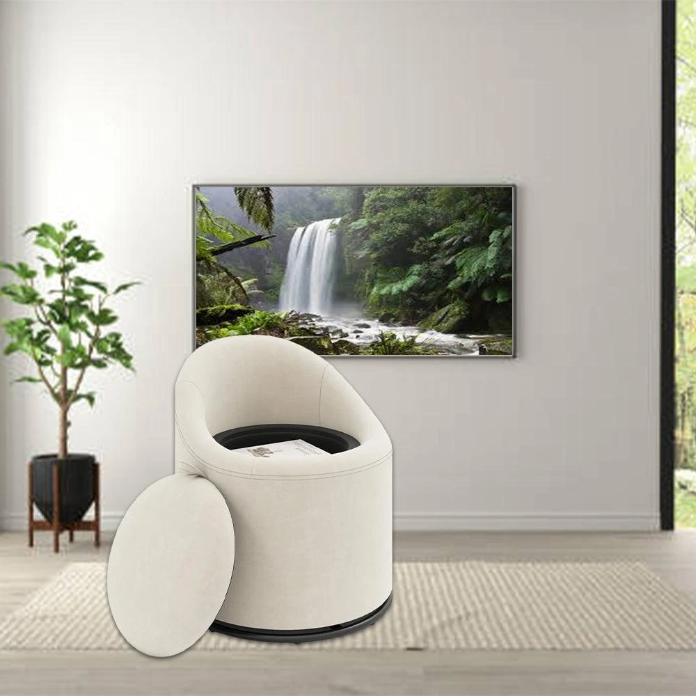 Hivvago 360° Swivel Barrel Accent Chair with Hidden Storage