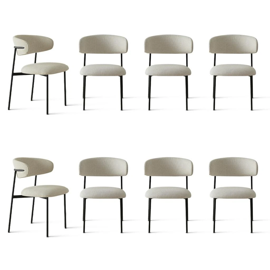 Maison Boucle Set of 8 Simple Armless Dining Chair with Metal Legs for Kitchen