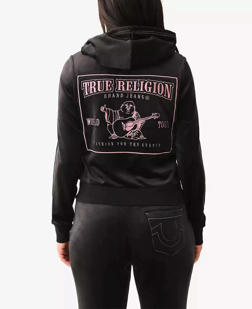 True Religion Women's Velour Zip Hoodie Sweatshirt 4