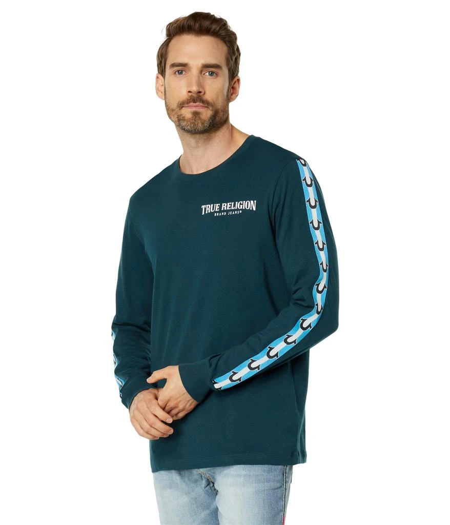 True Religion Long Sleeve Damask Taped Tee - T-Shirts - Free 